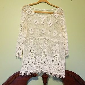 White Crochet Lace coverup/top